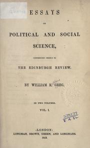 Cover of: Essays on political and social science: contributed chiefly to the Edinburgh Review.