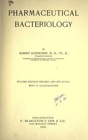 Cover of: Pharmaceutical bacteriology by Schneider, Albert