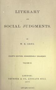 Cover of: Literary and social judgments. by William R. Greg