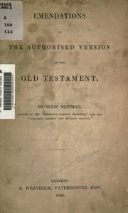 Cover of: Emendations of the authorised version of the Old Testament