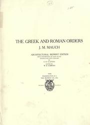 Cover of: Greek and Roman orders.: Architectural reprint ed., with description of each plate.