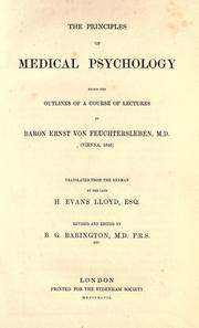 Cover of: The principles of medical psychology by Ernst von Feuchtersleben, Ernst von Feuchtersleben