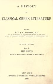 Cover of: A history of classical Greek literature