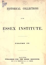 Cover of: Essex Institute historical collections.