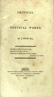 Cover of: Critical, poetical, and dramatic works by John Penn