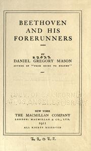 Cover of: Beethoven and his forerunners