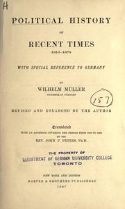 Cover of: Political history of recent times, 1816-1875: with special reference to Germany.