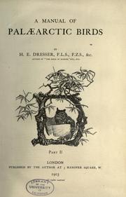 Cover of: manual of palæarctic birds