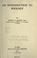 Cover of: An introduction to zoology