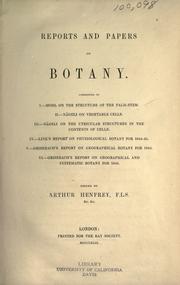 Cover of: Reports and papers on botany.