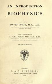 Cover of: An introduction to biophysics by David Burns