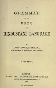 Cover of: A grammar of the Urd©Æu or Hind©Æust©Æan©Æi language by Dowson, John