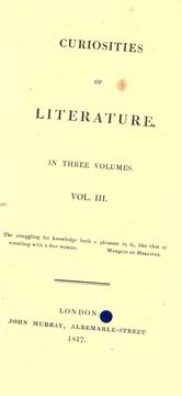 Cover of: Curiosities of literature by Benjamin Disraeli