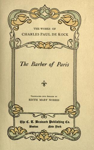 The barber of Paris by Paul de Kock
