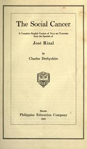 Cover of: The social cancer by José Rizal