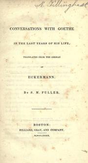 Cover of: Conversations with Goethe in the last years of his life