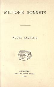 Milton's sonnets by Alden Sampson