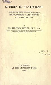 Cover of: Studies in statecraft by Butler, Geoffrey G. Sir