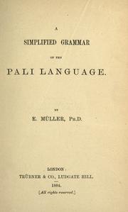 Cover of: A simplified grammar of the Pali language