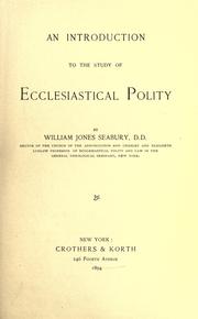 Cover of: introduction to the study of ecclesiastical polity.