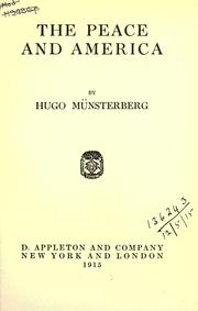 Cover of: The peace and America. by Hugo Münsterberg