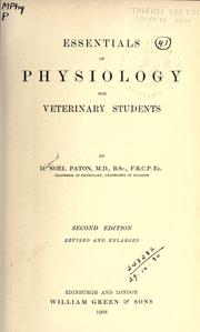 Essentials of physiology for veterinary students by Diarmid Noël Paton