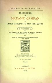 Cover of: Memoirs of Madame Campan on Marie Antoinette and her court