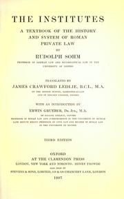 Cover of: The Institutes by Sohm, Rudolf