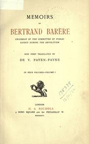 Cover of: Memoirs by B. Barère, B. Barère