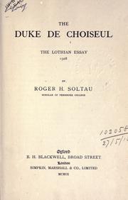 Cover of: Duke de Choiseul | Roger Henry Soltau