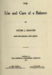 Cover of: use and care of a balance