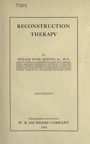 Cover of: Reconstruction therapy by Dunton, William Rush