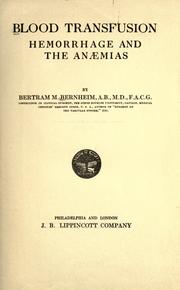 Cover of: Blood transfusion, hemorrhage and the anaemias.