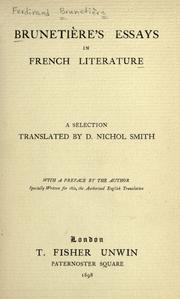 Cover of: Brunetiere's essays in French literature