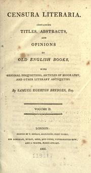 Censura literaria by Brydges, Egerton Sir