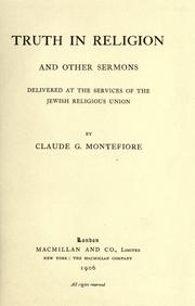 Cover of: Truth in religion and other sermons by C. G. Montefiore