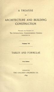 Cover of: A treatise on architecture and building construction