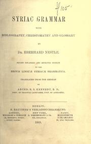 Cover of: Syriac grammar with bibliography, chrestomathy and glossary by Eberhard Nestle