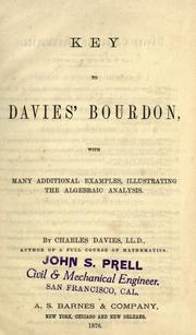 Cover of: Key to Davies' Bourdon, with many additional examples, illustrating the algebraic analysis