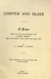 Cover of: Cowper and Blake by Hubert J. Norman