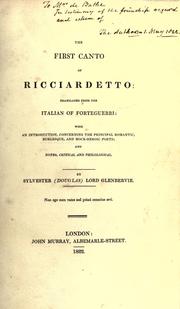 Cover of: The first canto of Ricciardetto