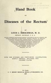 Cover of: Hand book of diseases of the rectum by Louis J. Hirschman, Louis J. Hirschman