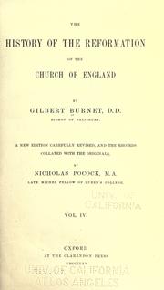 Cover of: The history of the reformation of the Church of England by Burnet, Gilbert