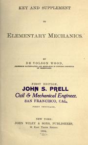 Cover of: Key and supplement to elementary mechanics.