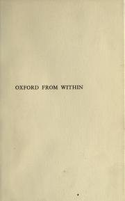 Cover of: Oxford from within by Hugh De Sélincourt