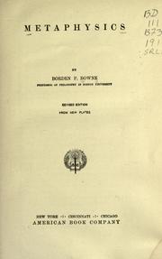 Cover of: Metaphysics by Bowne, Borden Parker, Bowne, Borden Parker