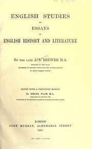 Cover of: English studies: or, Essays in English history and literature
