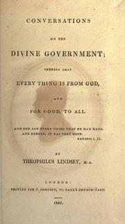 Cover of: Conversations on the divine government by Theophilus Lindsey