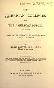 Cover of: The American colleges and the American public. by Porter, Noah, Porter, Noah