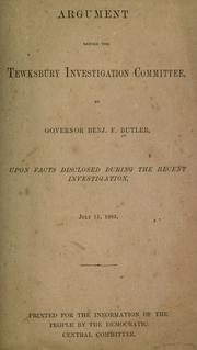 Argument before the Tewksbury Investigation Committee by Butler, Benjamin F.